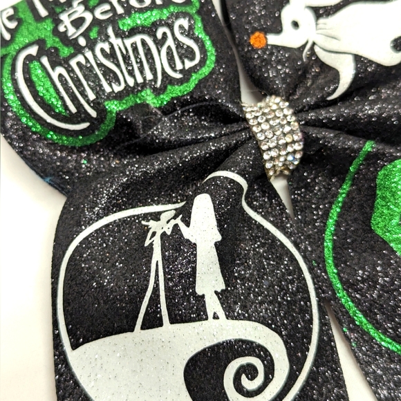 🎃 New Nightmare Before Christmas Glittery Hair Bow Tie Handmade - Picture 4 of 6